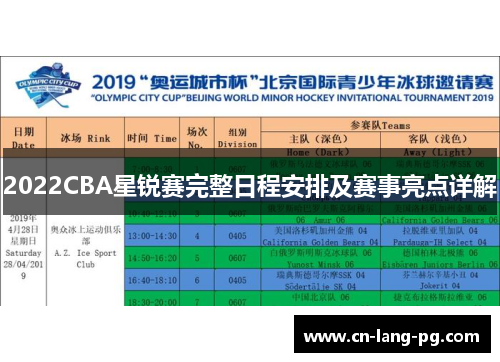 2022CBA星锐赛完整日程安排及赛事亮点详解 2022CBA星锐赛完整日程安排及赛事亮点详解